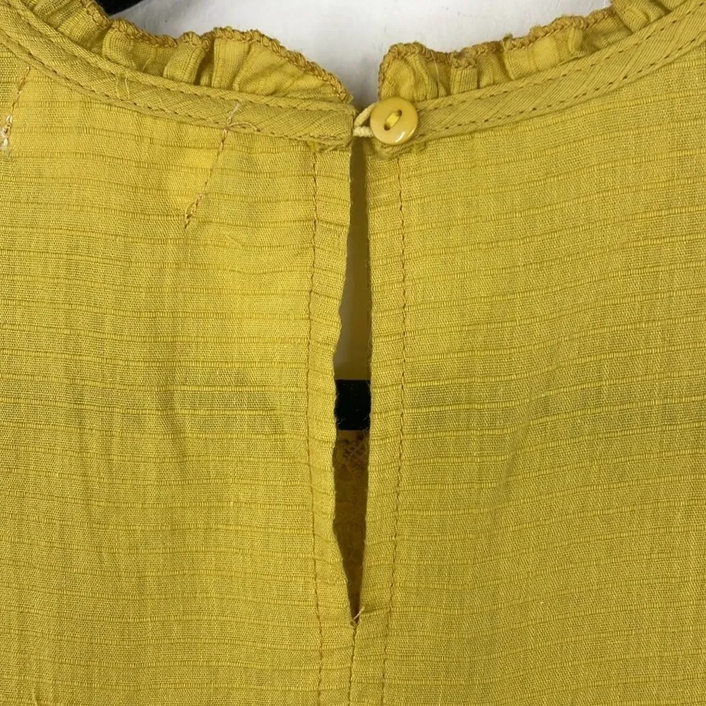 Tulip B Women’s cotton mustard sleeveless top embroidered detail size small
